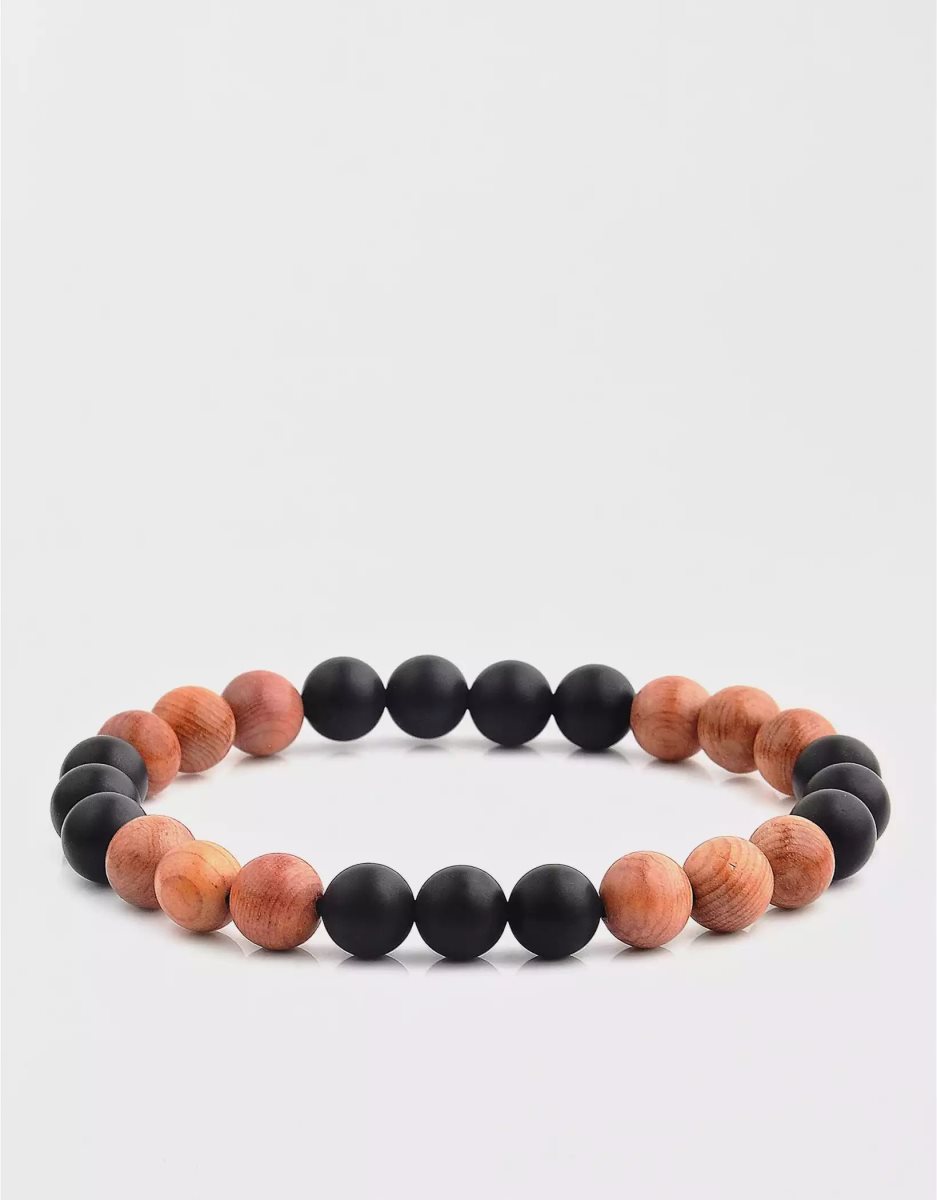 Bijoux American Eagle Matte Onyx Red Sandalwood Beaded Bracelet Multicolore Homme | HGA-32227056